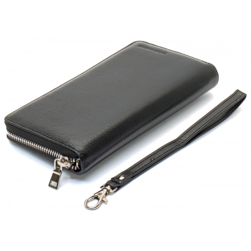 Чорний чоловічий гаманець-клатч на блискавці з натуральної шкіри Marco Coverna MC-802-1