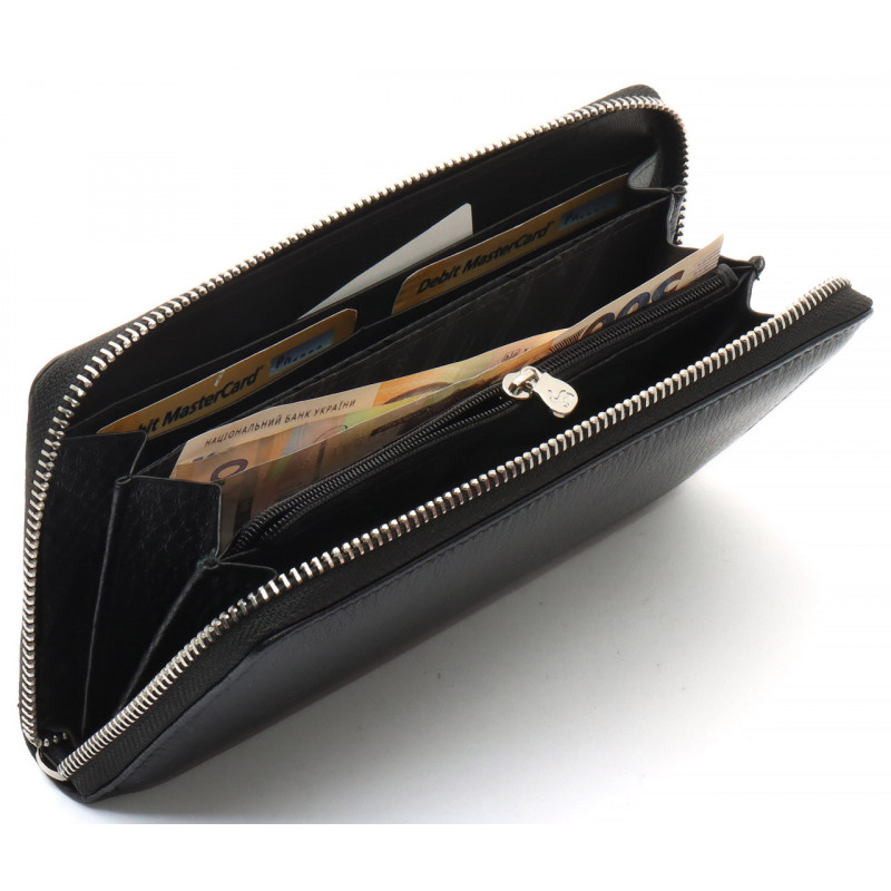 Чорний чоловічий гаманець-клатч на блискавці з натуральної шкіри Marco Coverna MC-802-1