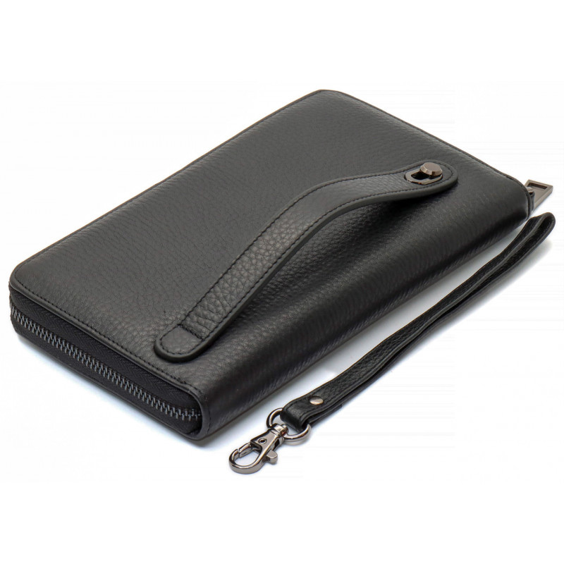 Чорний гаманець-клатч з блоком під картки під однією блискавкою з натуральної шкіри Marco Coverna МС-5901Q