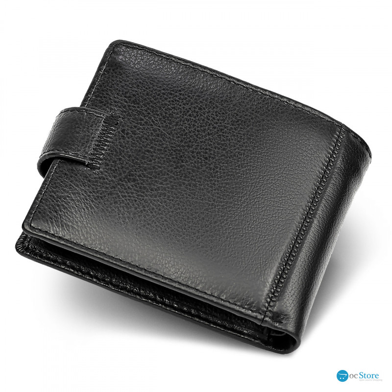 Шкіряне чоловіче портмоне на кнопці ST Leather ST-104-1 чорний