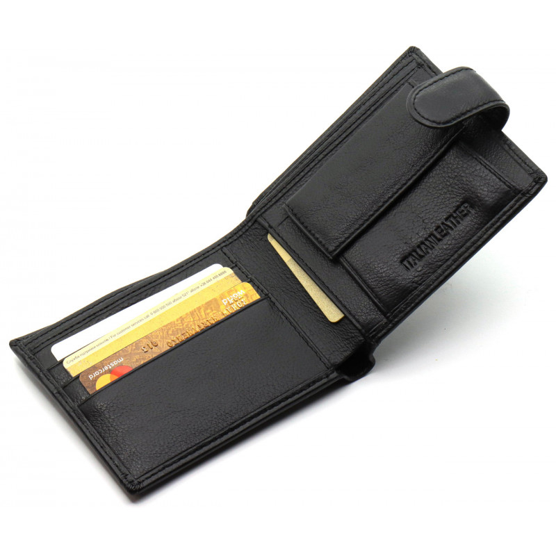 Шкіряне чоловіче портмоне на кнопці ST Leather ST-104-1 чорний