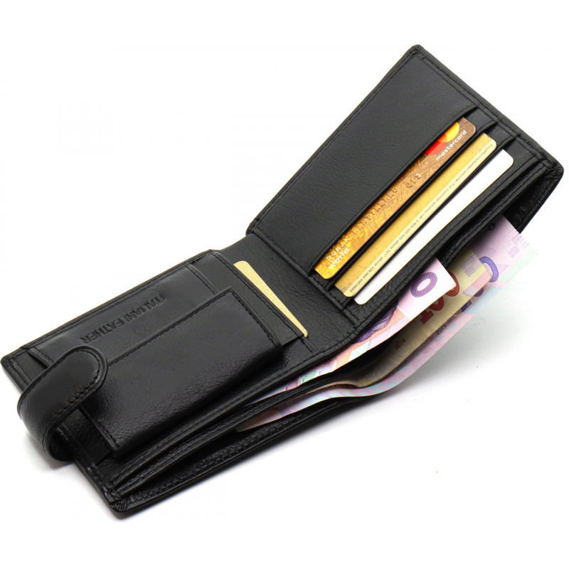 Шкіряне чоловіче портмоне на кнопці ST Leather ST-104-1 чорний