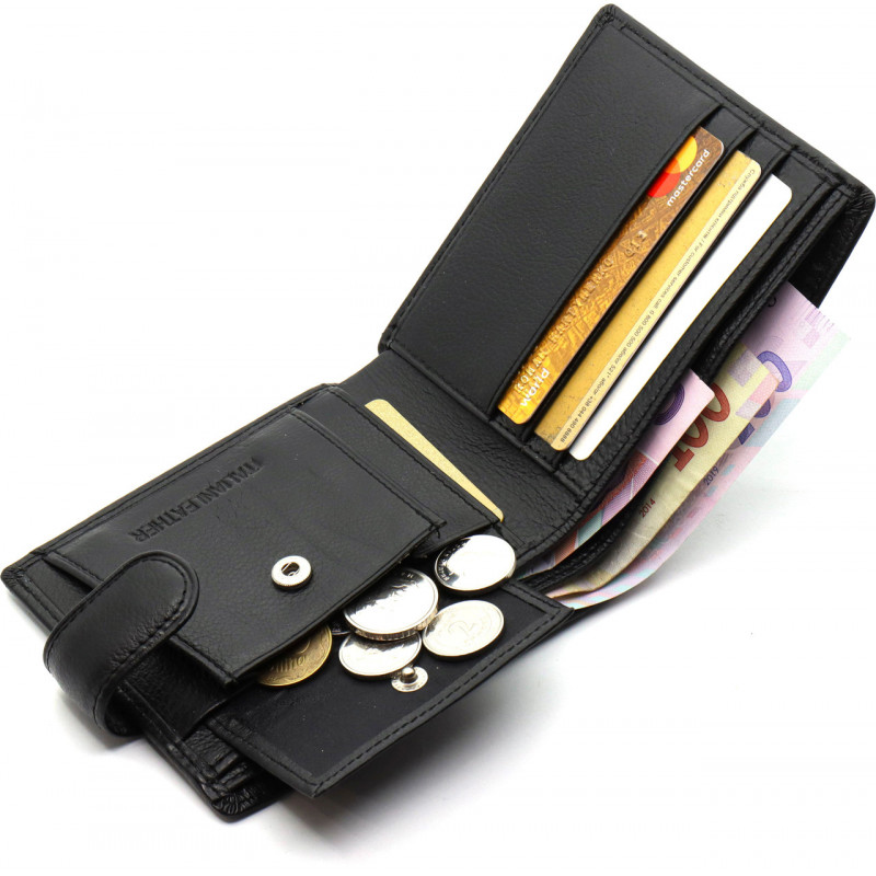 Шкіряне чоловіче портмоне на кнопці ST Leather ST-104-1 чорний