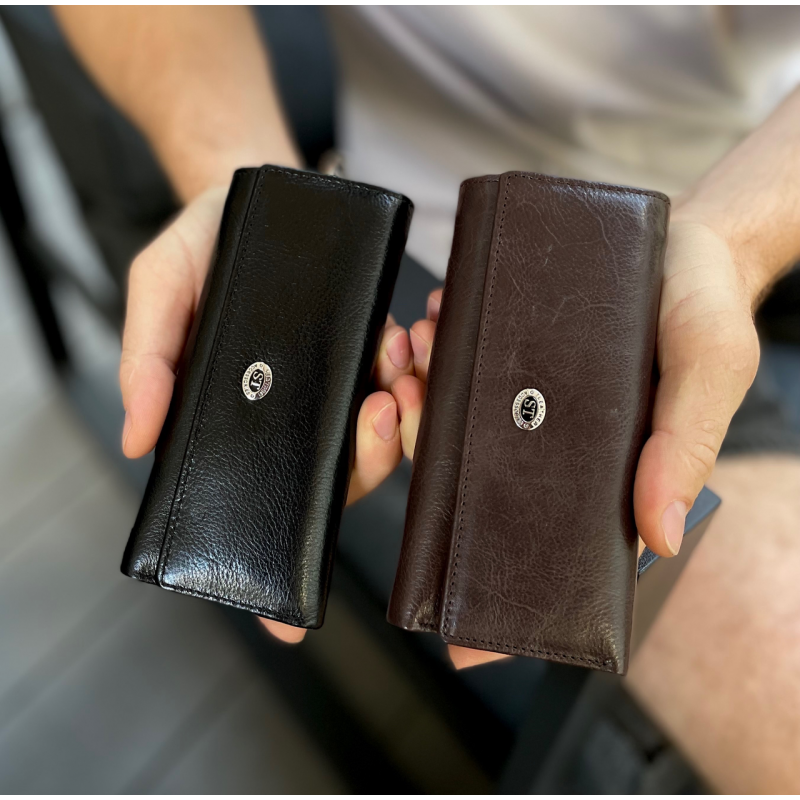 Чорна ключниця з натуральної шкіри із відділенням для грошей ST Leather B416