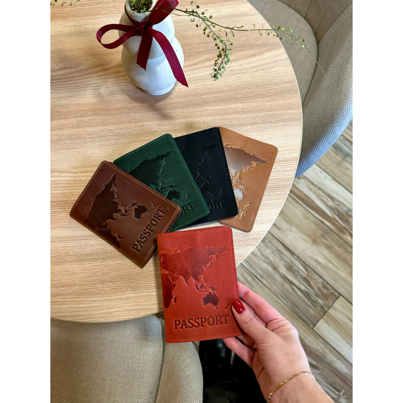 Шкіряна обкладинка для паспорта з написом Ukraine