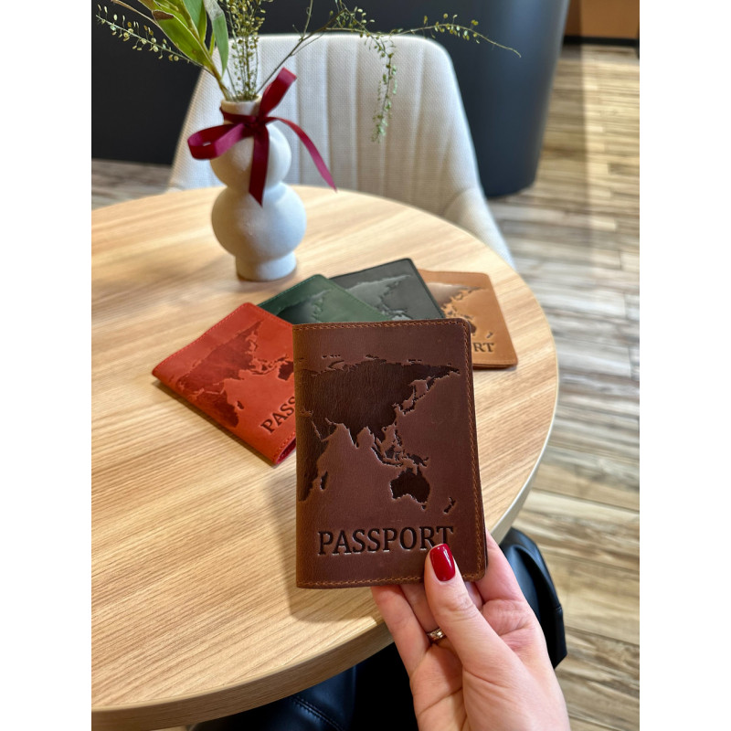 Шкіряна обкладинка для паспорта з написом Ukraine