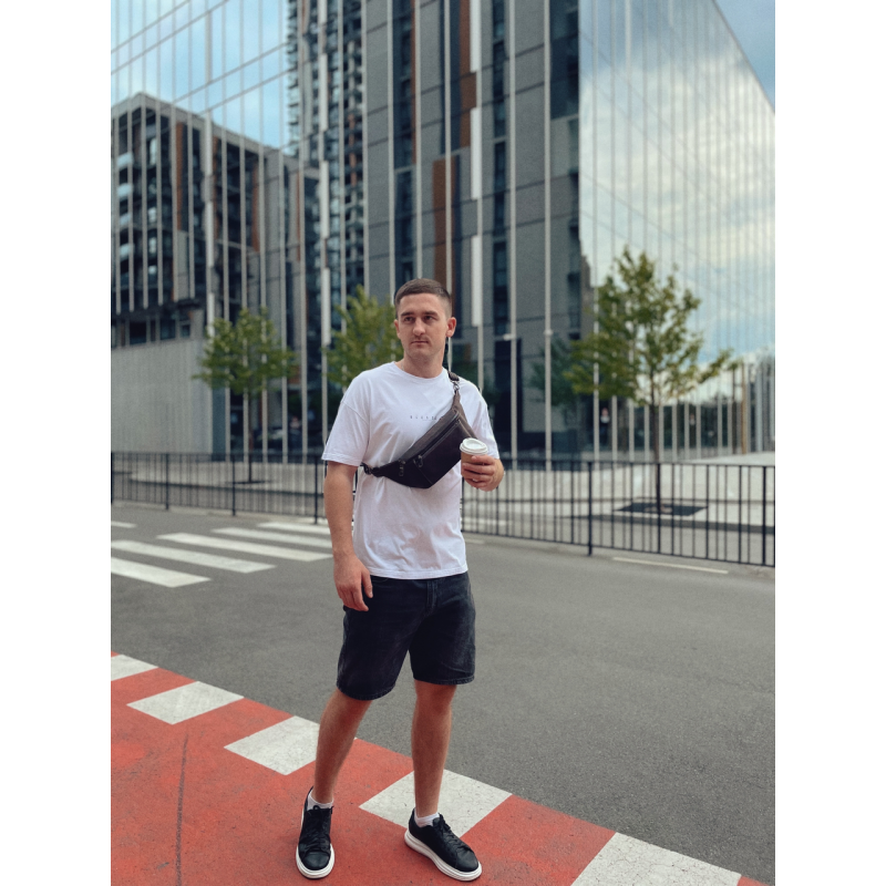 Сумка-бананка зі шкіри 24х11х8, чоловічий крейзі хорс для гаджетів на пояс CH-7371 коричнева