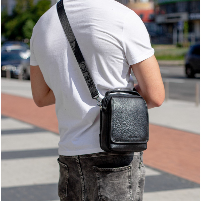 Чоловіча шкіряна сумка-барсетка 22х18х9, месенджер через плече з ручкою TD-22011