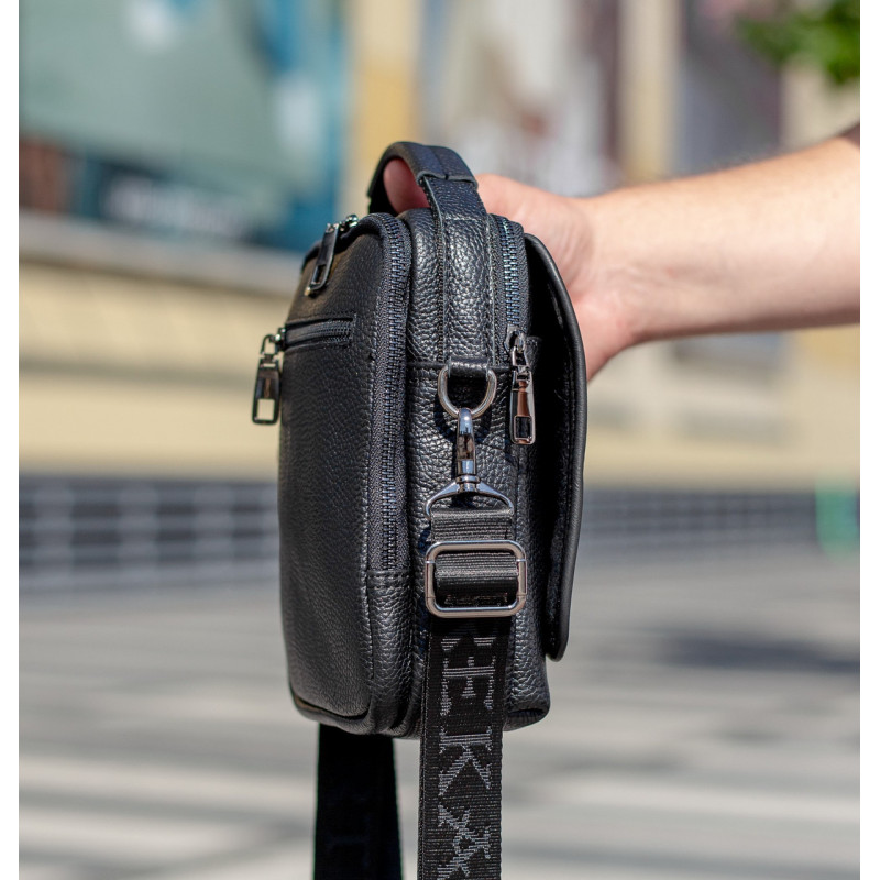 Чоловіча шкіряна сумка-барсетка 22х18х9, месенджер через плече з ручкою TD-22011