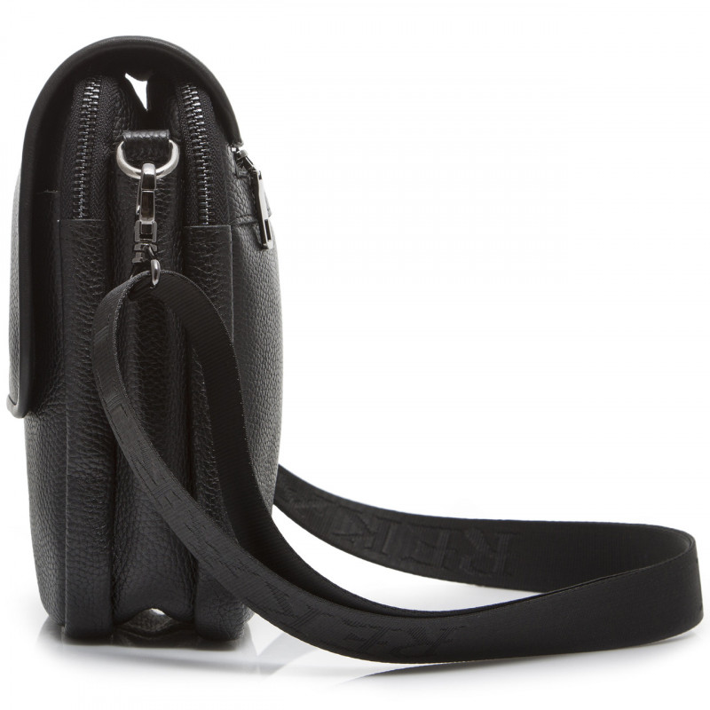 Шкіряна чоловіча сумка-месенджер 24х20х6, барсетка через плече Tiding Bag TD-23433 чорна