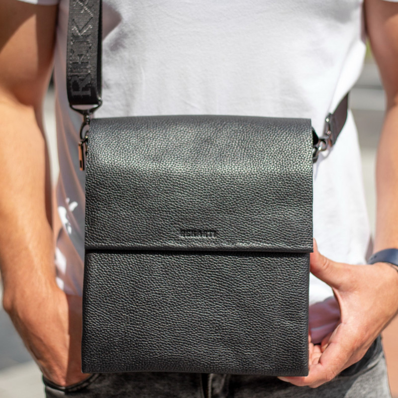 Чоловічий шкіряний месенджер 23х26х6, сумка планшет через плече BEXHILL TD-18621 чорний