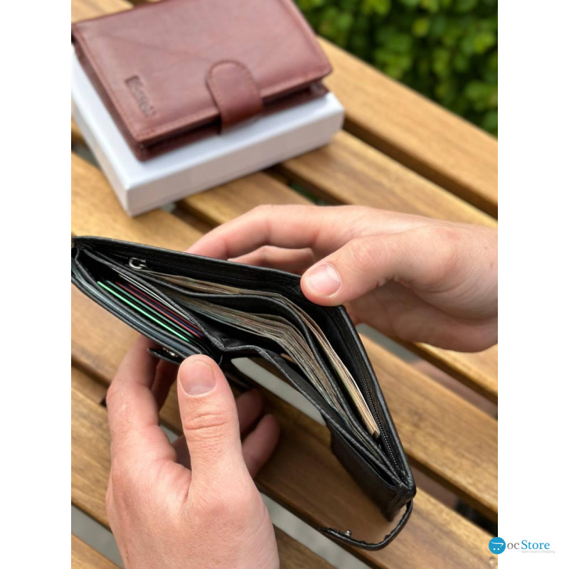 Чоловічий шкіряний гаманець люкс, чоловіче портмоне натуральна шкіра HORTON 301B