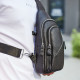 Чоловічий слінг через плече 18х32х7, шкіряна бананка нагрудна, сумка рюкзак Tiding Bag 33737 чорна