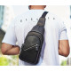 Чоловічий слінг через плече 18х32х7, шкіряна бананка нагрудна, сумка рюкзак Tiding Bag 33737 чорна