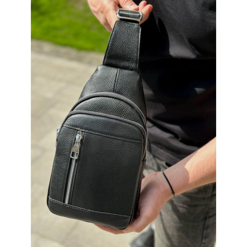Чоловічий стильний слінг на плече 18х32х6, сумка рюкзак для подорожей та відпочинку TIDING BAG 7862 чорна