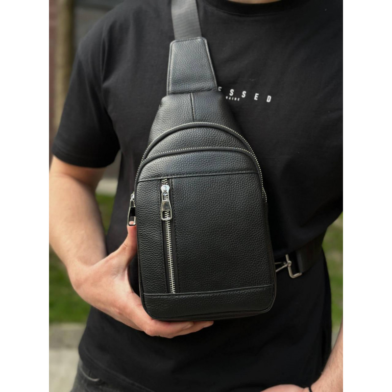 Чоловічий стильний слінг на плече 18х32х6, сумка рюкзак для подорожей та відпочинку TIDING BAG 7862 чорна
