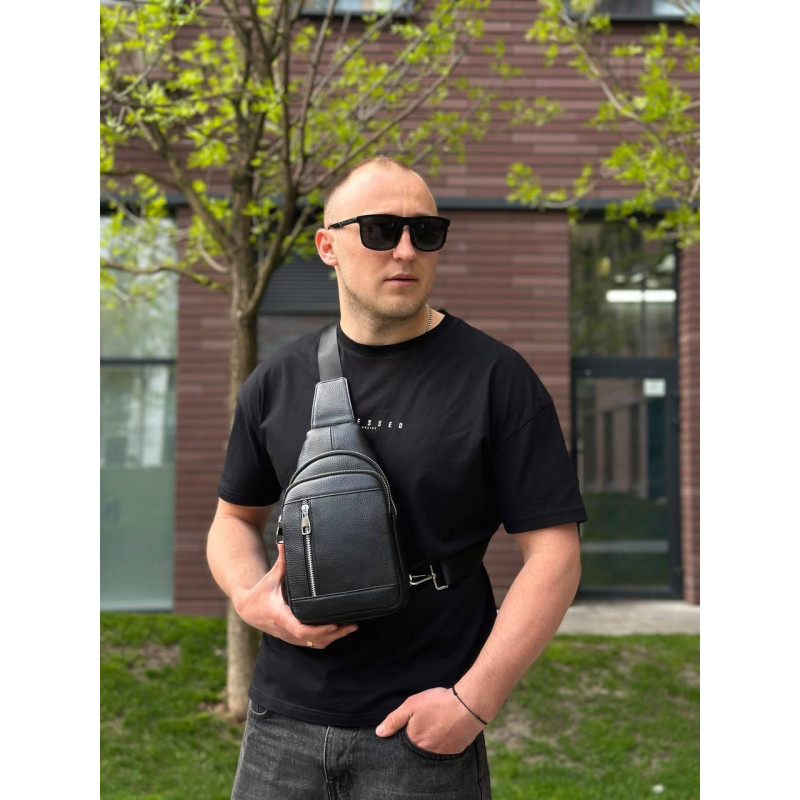 Чоловічий стильний слінг на плече 18х32х6, сумка рюкзак для подорожей та відпочинку TIDING BAG 7862 чорна