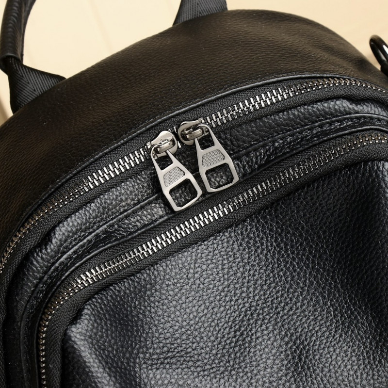 Стильна жіноча сумка міська на плечі 35х27х14, рюкзак з натуральної шкіри, чорний