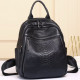 Рюкзак жіночий шкіряний з тисненням під рептилію 23х30х13, сумка наплічна для міста, чорна