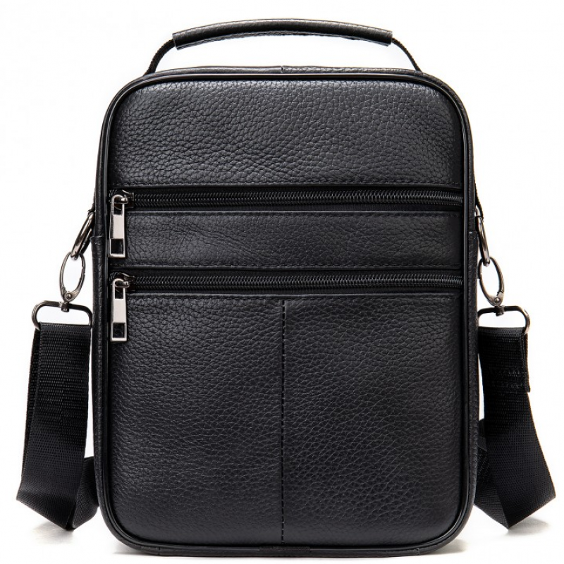 Чоловіча шкіряна сумка-барсетка 20х25х 5.5, месенджер через плече Bexhill BX-02103 чорний