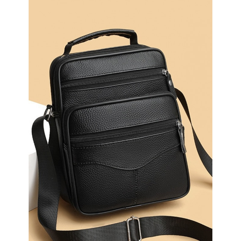 Чоловіча шкіряна сумка-барсетка 26х20.5х8, месенджер через плече Bexhill Bx-56402 чорна