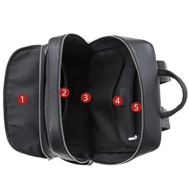 Чоловічий шкіряний рюкзак для поїздок та прогулянок 30х40х17, сумка на спину в офіс Tiding Bag 75362 чорна