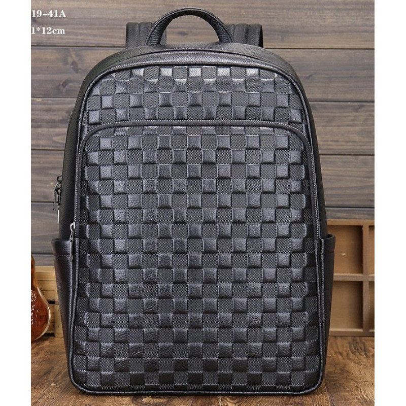 Рюкзак чоловічий шкіряний 30х41х15, міський наплічник для ноутбука та документів Tiding Bag 63989 чорний