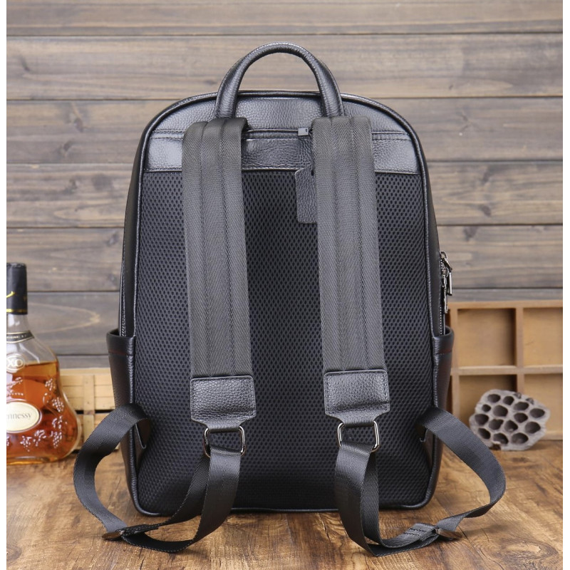 Рюкзак чоловічий шкіряний 30х41х15, міський наплічник для ноутбука та документів Tiding Bag 63989 чорний