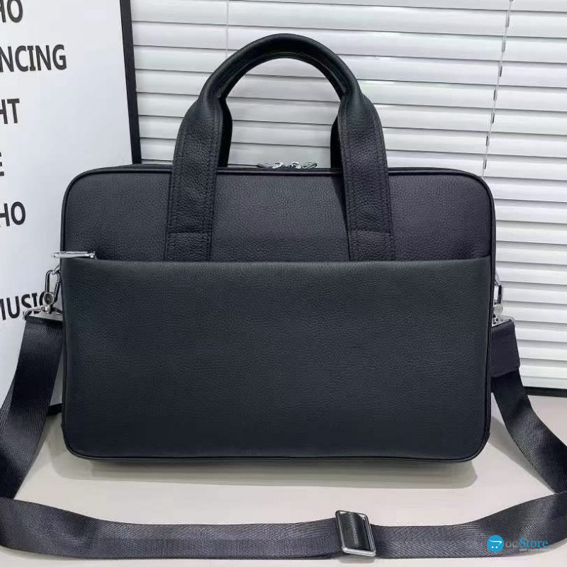 Шкіряна чоловіча ділова сумка для ноутбука 40x27x10, офісний портфель Tiding Bag 56901, чорний