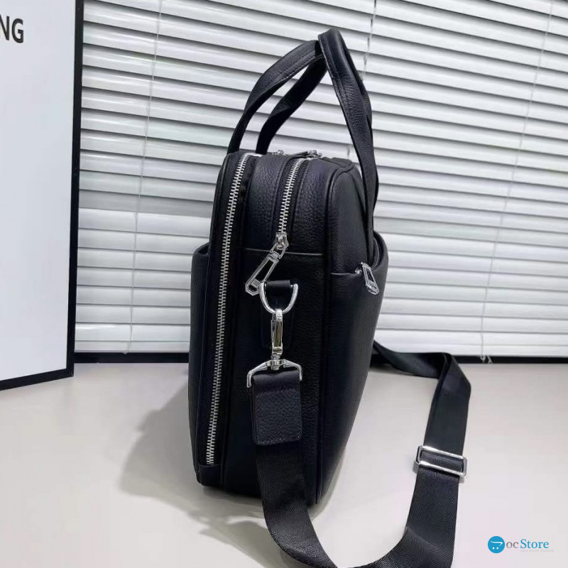 Шкіряна чоловіча ділова сумка для ноутбука 40x27x10, офісний портфель Tiding Bag 56901, чорний