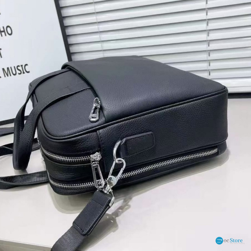 Шкіряна чоловіча ділова сумка для ноутбука 40x27x10, офісний портфель Tiding Bag 56901, чорний
