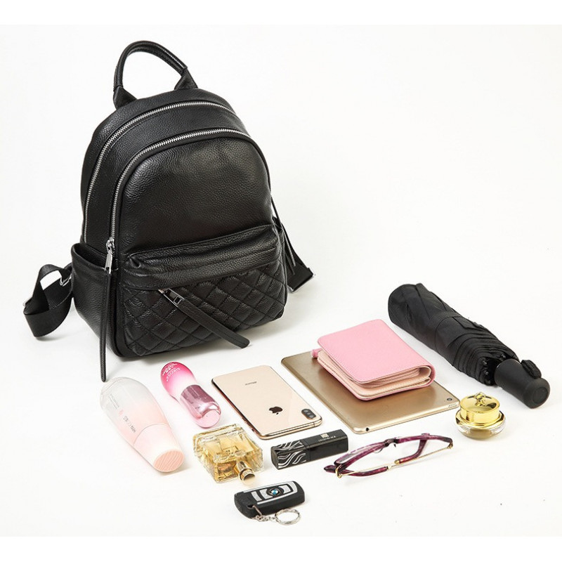 Жіночий шкіряний рюкзак міський 35х26х17, наплічник з натуральної шкіри, чорний