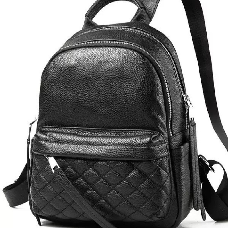 Жіночий шкіряний рюкзак міський 35х26х17, наплічник з натуральної шкіри, чорний