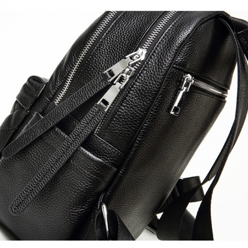 Жіночий шкіряний рюкзак міський 35х26х17, наплічник з натуральної шкіри, чорний