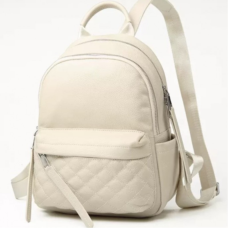 Жіночий шкіряний наплічник міський 35х26х17, рюкзак з натуральної шкіри, білий