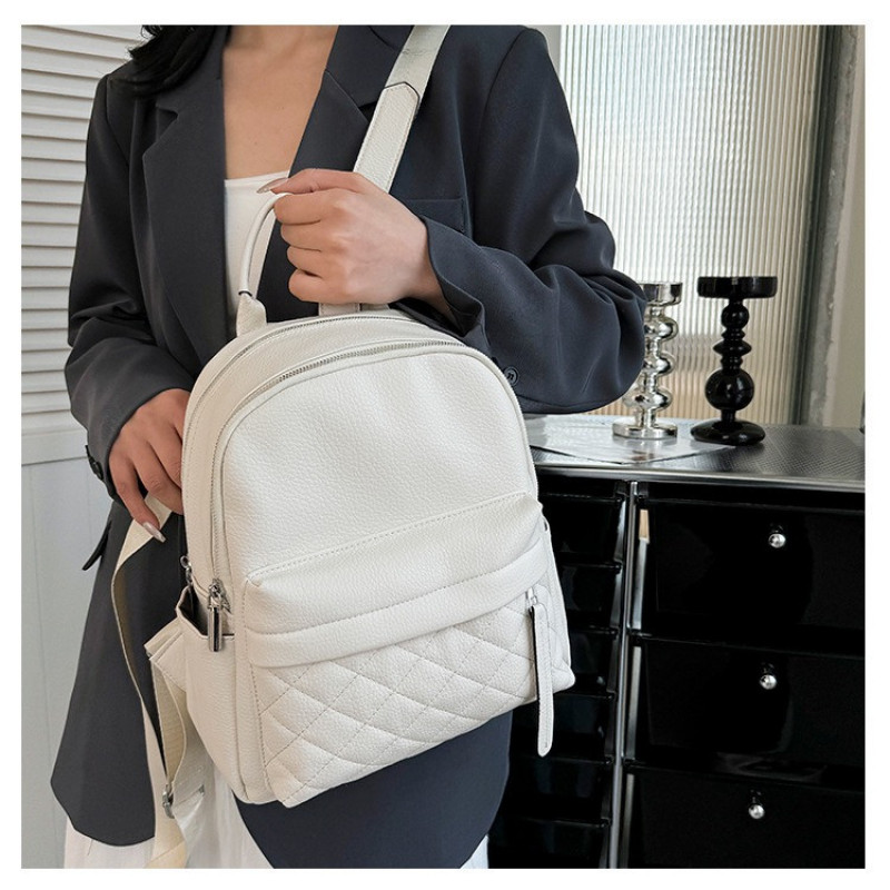 Жіночий шкіряний наплічник міський 35х26х17, рюкзак з натуральної шкіри, білий