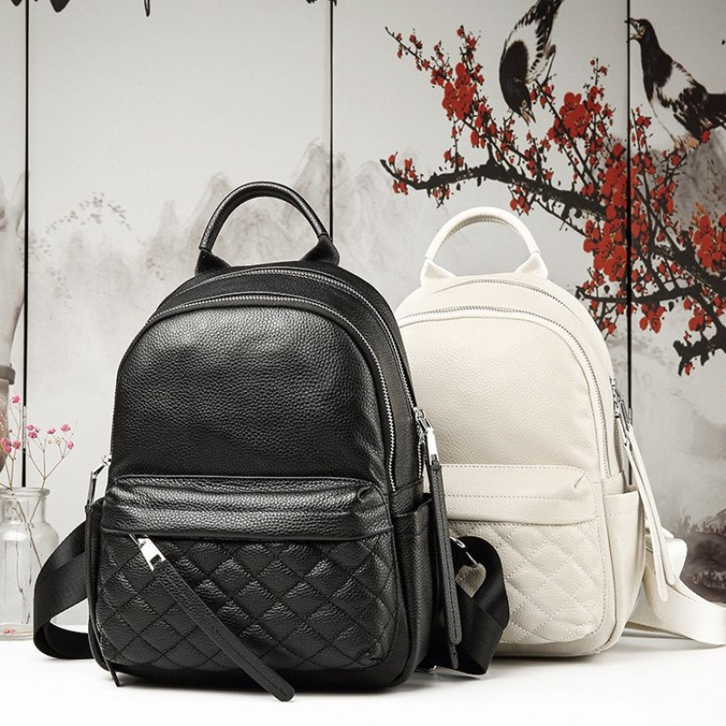 Жіночий шкіряний наплічник міський 35х26х17, рюкзак з натуральної шкіри, білий