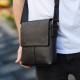 Шкіряна чоловіча сумка-месенджер 21х23х5.5, сумка планшет через плече Tiding Bag 48450 чорна