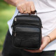 Чоловіча сумка-барсетка шкіряна 17x21x9, сумочка планшет для гаджетів Tiding Bag 32051 чорна