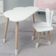 Білий набір меблів стіл та стілець, дитячий столик хмарка 46х70х40 і стільчик зайчик 26.5х26х25 для гри, малювання, навчання