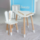 Білий набір меблів стіл та стілець, дитячий столик хмарка 46х70х40 і стільчик зайчик 26.5х26х25 для гри, малювання, навчання