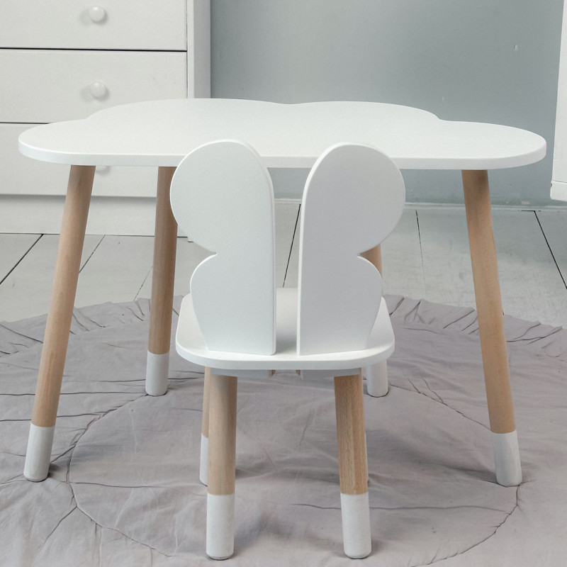 Столик хмаринка 46х70х40 і стільчик метелик 26.5х26х25, стіл та стілець в дитячу, білий