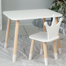 Стіл прямокутний 46х60х45 і стілець корона 26.5х26х25, столик та стільчик для хлопчика, білий