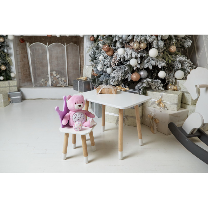 Дитячий стіл 46х60х45 і стілець корона 26.5х26х25, столик та стільчик для дівчачої кімнати, фіолетовий з білим