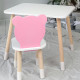 Стіл прямокутний 46х60х45 і стілець медвежа 26.5х26х25, столик та стільчик в дитячу, білий з рожевим