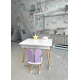 Столик з відкидним верхом 53х60х45 і стільчик крила метелика 26.5х26х25, стіл та стілець для дітей від 1 року, білий з фіолетовим