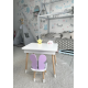 Столик з відкидним верхом 53х60х45 і стільчик крила метелика 26.5х26х25, стіл та стілець для дітей від 1 року, білий з фіолетовим