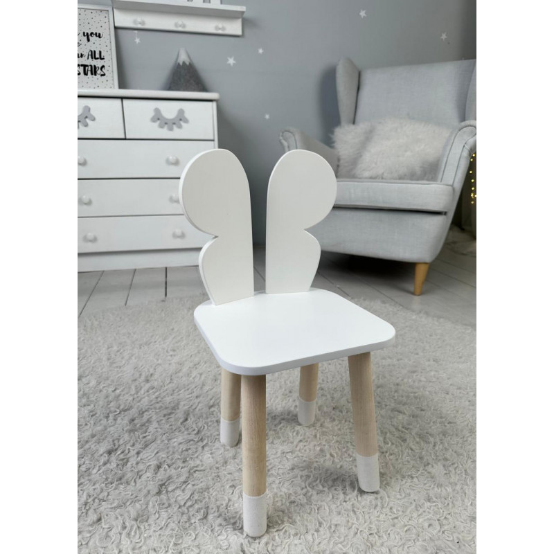 Столик з відкидним верхом 53х60х45 і стільчик метелик 26.5х26х25, стіл та стілець для злопчика від 1 року, білий