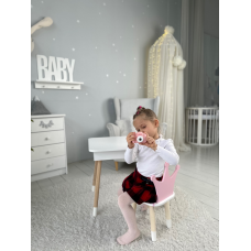 Столик з відкидним верхом 53х60х45 і стільчик корона 26.5х26х25, стіл та стілець для дітей від 1 року, білий з рожевим