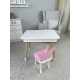 Столик з відкидним верхом 53х60х45 і стільчик корона 26.5х26х25, стіл та стілець для дітей від 1 року, білий з рожевим
